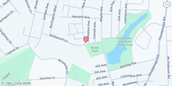 Map showing Trinity A.M.E. Church at 229 New York Ave., Smithtown, NY