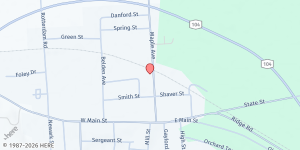 Map showing Clyde Lunch Club 60 at 47 Maple Ave, Sodus, NY