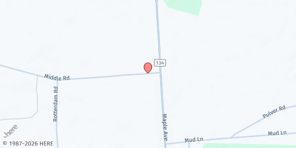 Map showing Myers Community Hospital at 6692 Middle Road, Sodus, NY