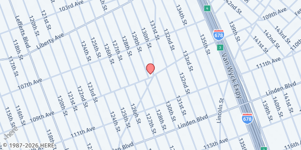 Map showing ST. TERESA OF AVILA COMMUNITY SERVICES at 109-26 130th Street, South Ozone Park, NY