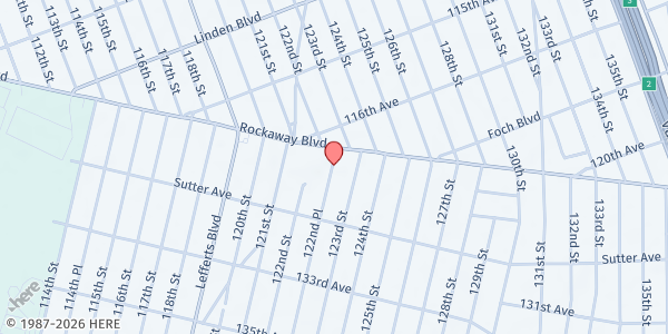 Map showing St. Teresa Of Avila Community Services CBO at 109-26 130 St, South Ozone Park, NY