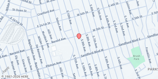 Map showing Beulah SDA Church at 410 South 9th Avenue, South Side, NY