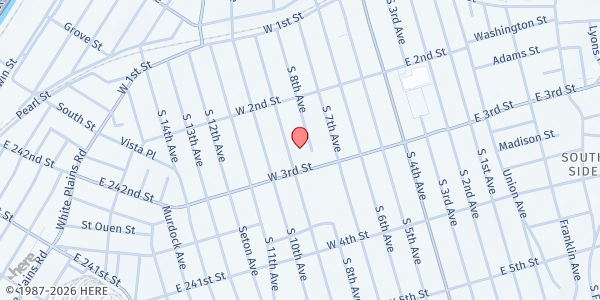 Map showing Macedonia Baptist Church at 126 South 9th Avenue, South Side, NY