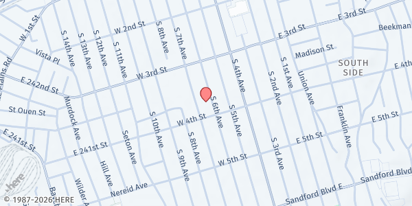 Map showing Mount Vernon Fresh Market at 250 South 6th Avenue, South Side, NY