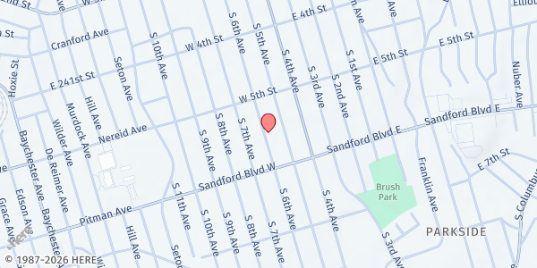 Map showing Parker School (Cecil H. Parker School) at 461 South 6th Avenue, South Side, NY