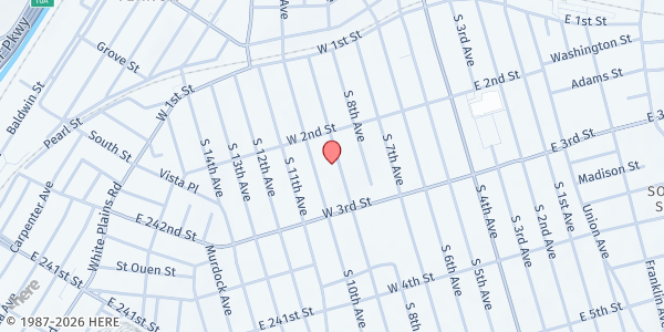 Map showing Saints John Paul & Clement Church at 126 South 9th Avenue, South Side, NY