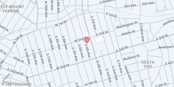 Map showing Sharon SDA Church at 115 South 5th Avenue, South Side, NY
