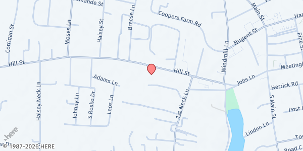 Map showing Heart (Human Resources) of the Hamptons - Southampton at 168 Hill Street, Southampton, NY