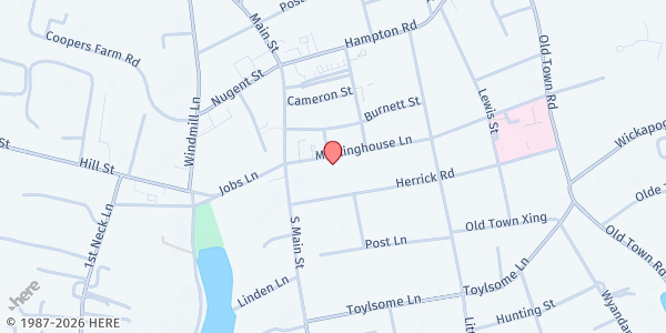 Map showing Heart of the Hamptons Food Pantry at 44 Meeting House Lane, Southampton, NY