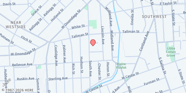 Map showing Food Bank of Central New York Onondaga County - Main Location at 401 South Avenue, Southside, NY