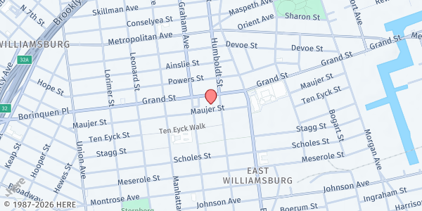 Map showing North Brooklyn Angels: 195 Maujer Street at 195 Maujer Street, Southside, NY