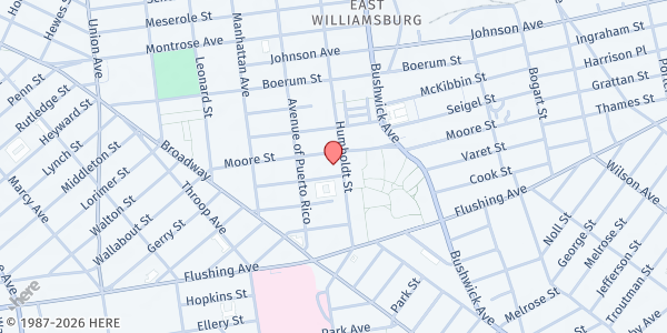 Map showing Wellfare - Bushwick Outpost at 110 Moore Street, Southside, NY