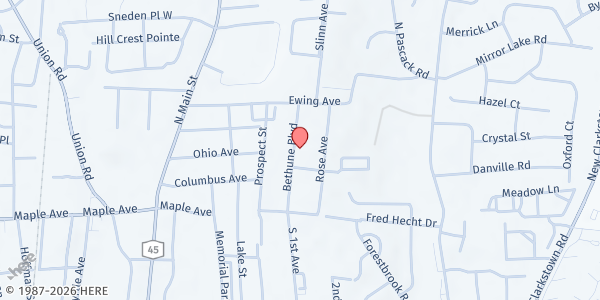 Map showing Upper Room of Worship Food Pantry at 23 Rose Ave., Spring Valley, NY