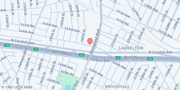 Map showing Holy Temple Church, Inc. at 136-25 Springfield blvd, Springfield Gardens, NY