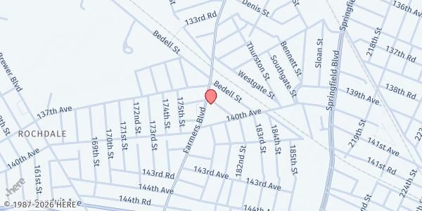 Map showing Robert Couche Senior Center at 137-57 Farmers Boulevard, Springfield Gardens, NY