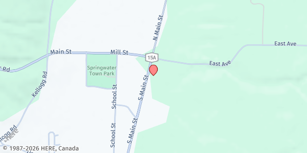 Map showing Springwater Community Food Pantry at 8001 South Main Street, Springwater, NY