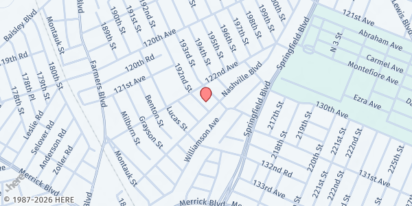 Map showing Genesis Transitional House at 195-12 Hollis Avenue, St Albans, NY