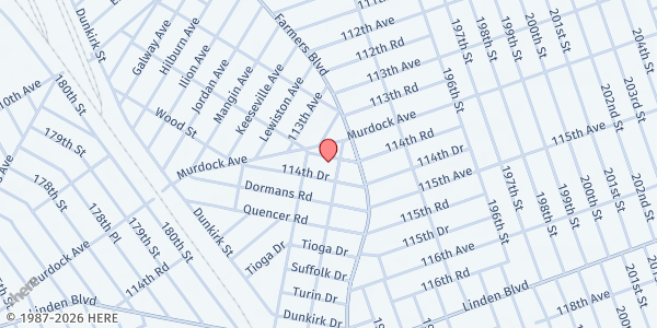 Map showing LSS/Resurrection Lutheran Church at 189-20 114th Road, St. Albans, NY