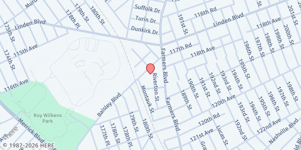 Map showing Our Lady of Light Parish at 118-22 Riverton Street, St. Albans, NY