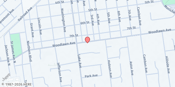 Map showing New Jerusalem Church Food Pantry at 184 Woodlawn Ave, St James, NY