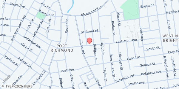 Map showing CCCS-Our Lady of Mt. Carmel-Mobile Pantry-SI at 1265 Castelton Avenue, Staten Island, NY