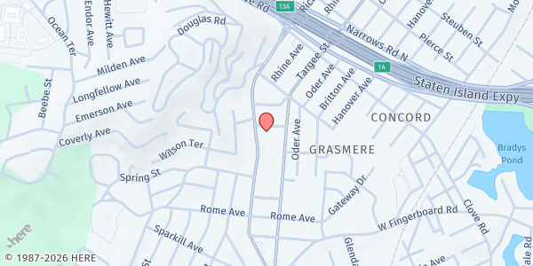 Map showing Christian Pentecostal Church at 900 Richmond Rd, Staten Island, NY