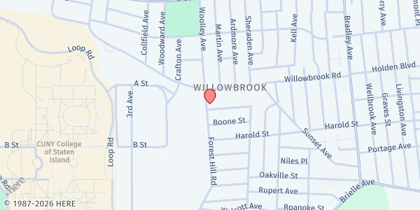 Map showing Council of Jewish Organizations of Staten Island at 835 Forest Hill Road, Staten Island, NY