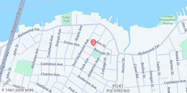 Map showing Council of Jewish Organizations of Staten Island - Mobile Food Pantry at 100 Park Ave, Staten Island, NY