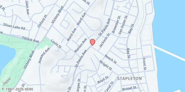 Map showing FEEDING WITH TLC INC SOUP KITCHEN at 175 BEACH STREET, Staten Island, NY