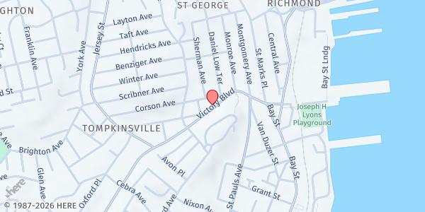 Map showing First United Christian Church at 109 VICTORY BLVD, Staten Island, NY