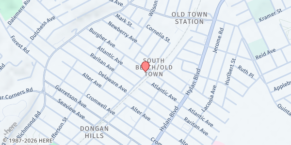 Map showing Muslim American Society New York - Dongan Hills at 180 BURGHER AVENUE, Staten Island, NY