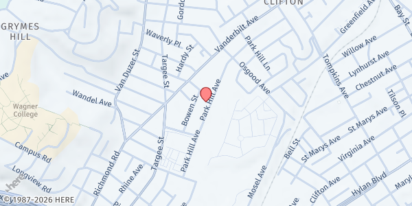 Map showing PH African Refuge at 185 Park Hill Ave, Staten Island, NY