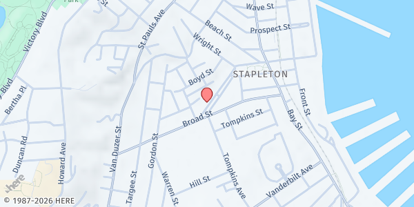 Map showing PROJECT HOSPITALITY, INC. - Food Pantry at 205 CANAL STREET, Staten Island, NY