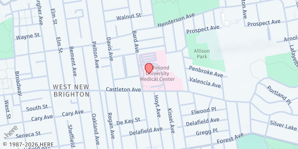 Map showing Richmond University Medical Center Food Pantry at 355 Bard Ave., Staten Island, NY
