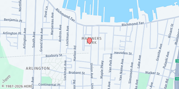 Map showing Staten Island SDA Food Pantry at 80 Union Ave, Staten Island, NY