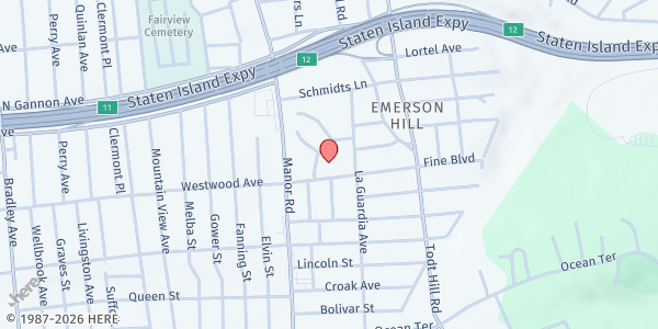Map showing Todt Hill Houses at 255 Westwood Ave, Staten Island, NY