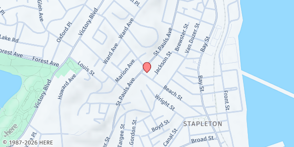 Map showing Trinity Lutheran Church at 175 Beach Street, Staten Island, NY