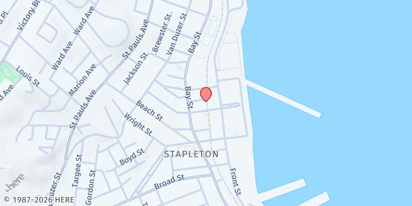 Map showing United Church of Praise International Ministries, Inc. at 32 Sands Street, Staten Island, NY