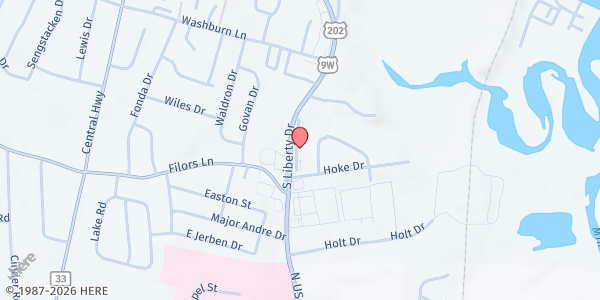 Map showing Open Bible Church Food Pantry at 146 South Liberty Drive, Stony Point, NY