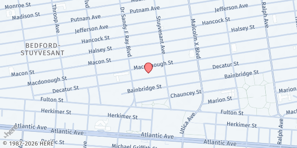 Map showing St. Benedict's Pantry at 265 Decatur Street, Stuyvesant Heights, NY