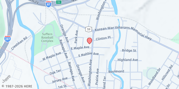 Map showing Christ Episcopal Church of Ramapo Soup Kitchen at 65 Washington Avenue, Suffern, NY