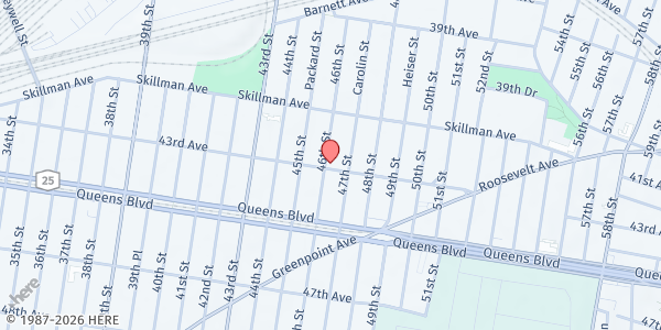 Map showing Mosaic Community Center at 46-01 43rd Avenue, Sunnyside, NY