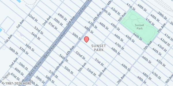 Map showing 50th Street Park at 427 50th Street, Sunset Park, NY