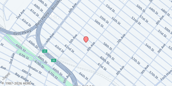 Map showing Basilica of Our Lady of Perpetual Help Food Pantry at 545 60th Street, Sunset Park, NY