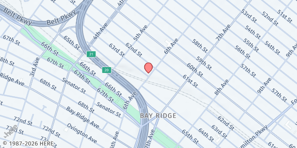Map showing Halal Food Connections Main Location at 6206 6th Avenue, Sunset Park, NY