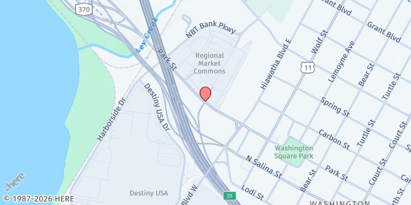 Map showing Central NY Regional Market Authority at 2100 Park Street, Syracuse, NY