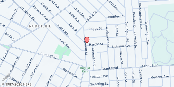 Map showing Gethsemane United Methodist Church at 1700 Butternut Street, Syracuse, NY