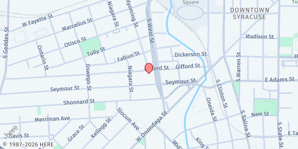 Map showing Gifford Street WIC at 307 Gifford St, Syracuse, NY