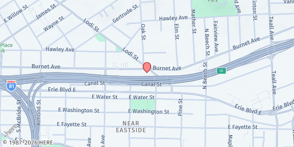 Map showing New American Forum, Inc. at 666 Burnet Avenue, Syracuse, NY