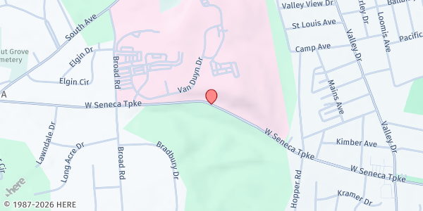 Map showing Onondaga Community College Food Pantry at 4385 West Seneca Turnpike, Syracuse, NY